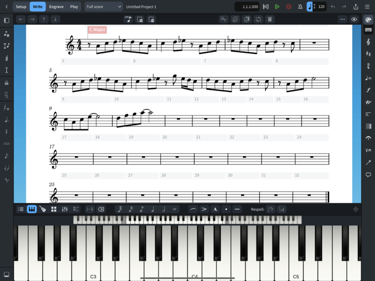 Dorico piano keybaord